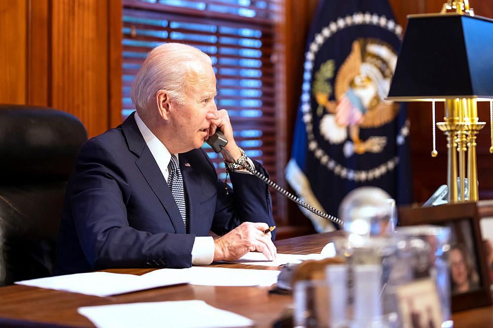 Biden am 30.12.2021 während Telefonat mit Putin