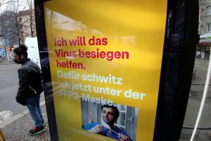 Werbeplakat für Corona-Regeln