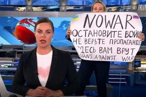 Protest im Russischen Fernsehen am 14.03.2022