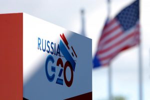 USA-Flagge auf dem G20-Gipfel in St. Petersburg