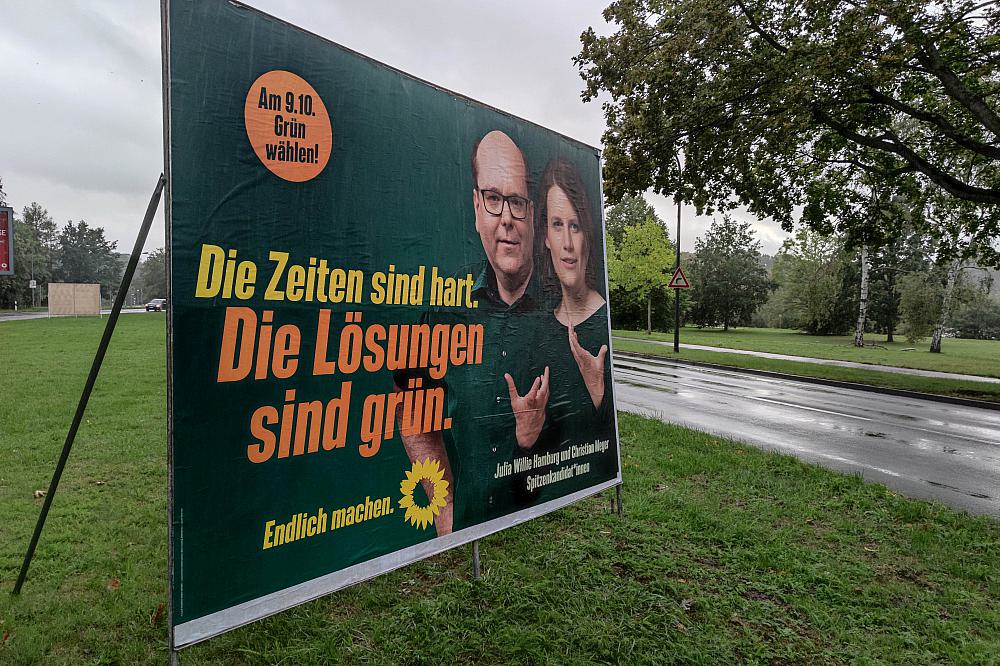 Grünen-Wahlplakat zur Landtagswahl Niedersachsen 2022