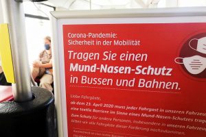 Hinweisschild für Mund-Nasen-Schutz