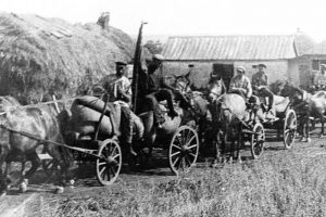 Mutmaßlicher Abtransport von Ernteerträgen in der Ukraine im Jahr 1932.