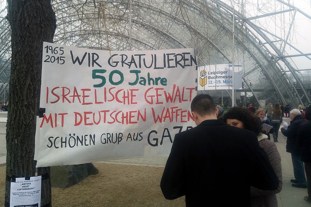 Anti-Israel-Protest vor der Leipziger Buchmesse