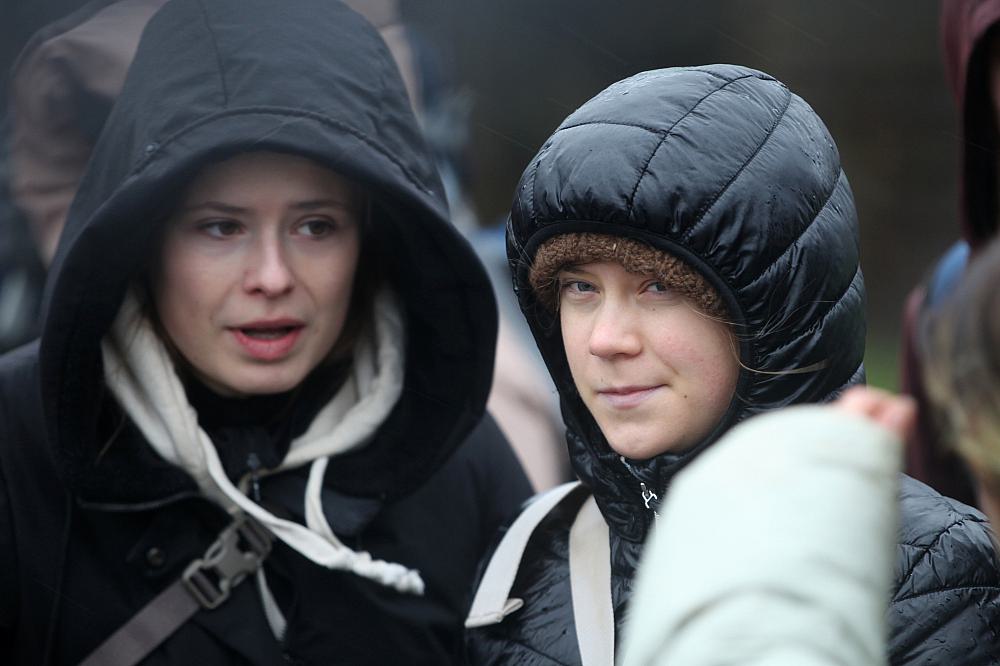 Luisa Neubauer und Greta Thunberg bei einer Demo bei Lützerath im Januar 2023