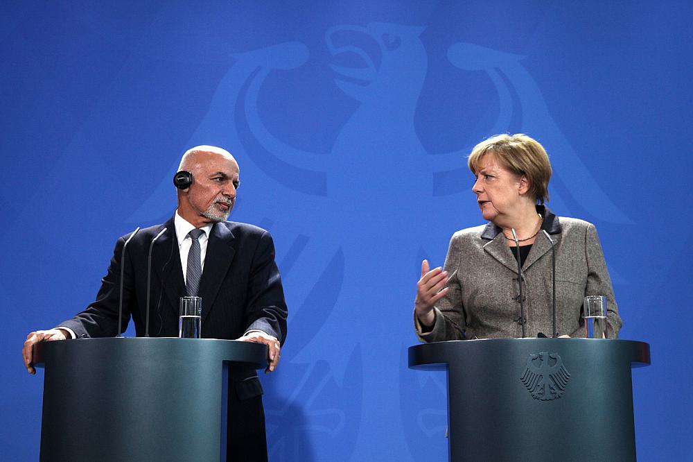 Ashraf Ghani und Angela Merkel