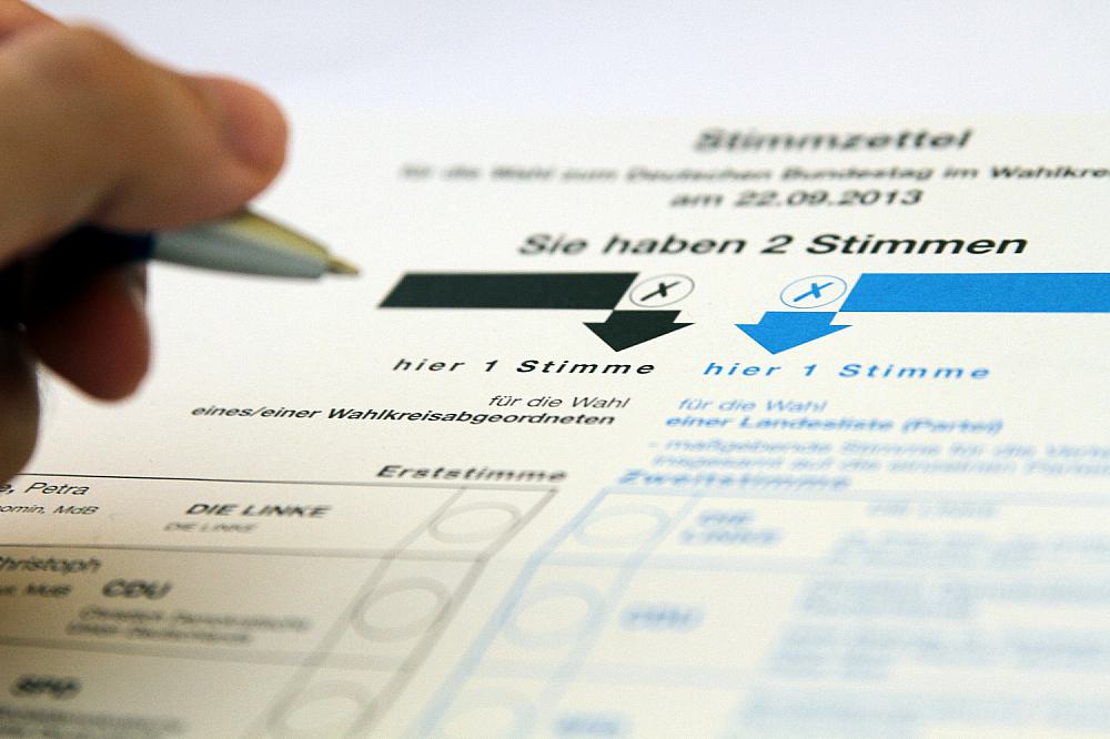 Stimmzettel für die Bundestagswahl am 22.09.2013