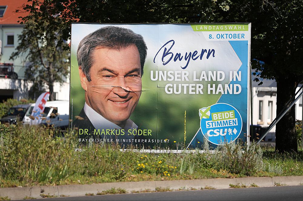 CSU-Wahlplakat zur Landtagswahl in Bayern 2023 am 15.09.2023