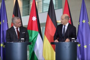 Abdullah II. bin al-Hussein und Olaf Scholz am 17.10.2023