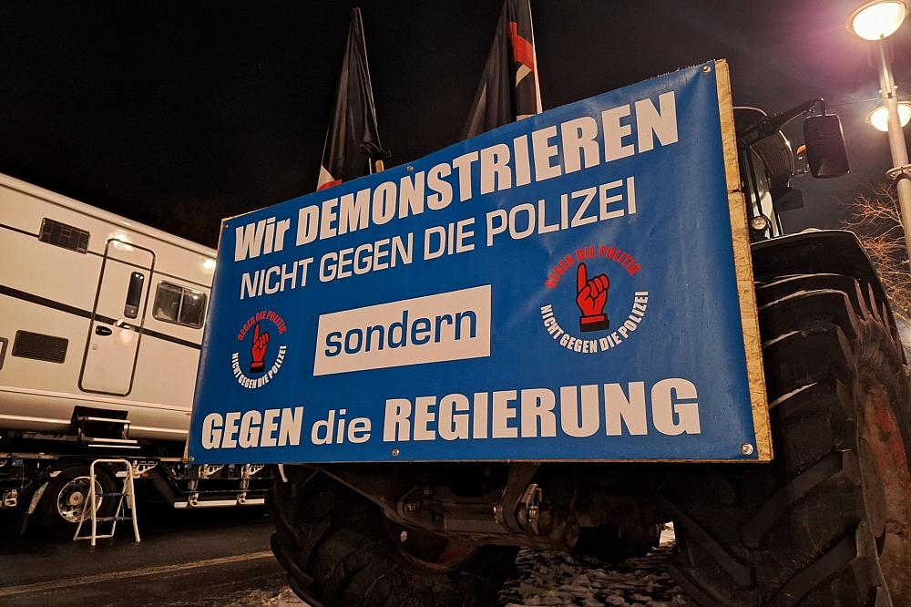 Demo von Lkw-Fahrern am 18.01.2024