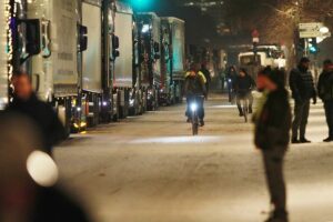Demo von Lkw-Fahrern und Bauern am 18.01.2024