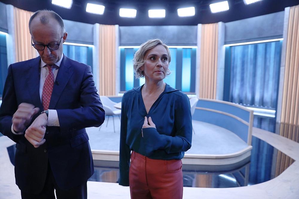 Friedrich Merz und Caren Miosga am 21.01.2024