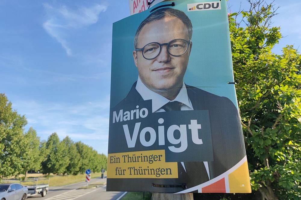 CDU-Wahlplakat mit Mario Voigt zur Landtagswahl in Thüringen (Archiv)