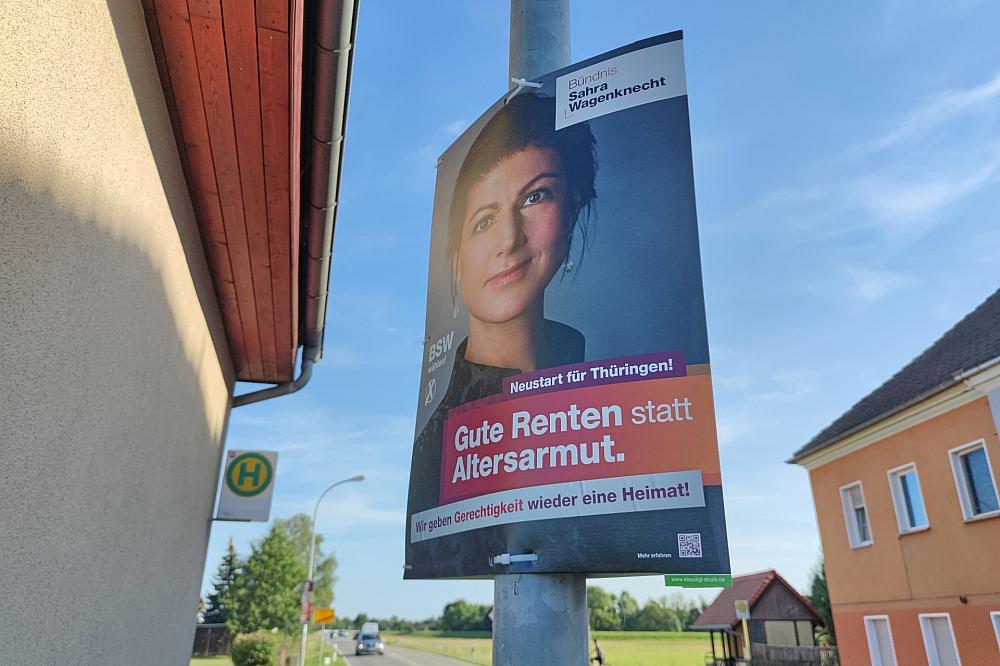 BSW-Wahlplakat zur Landtagswahl in Thüringen (Archiv)