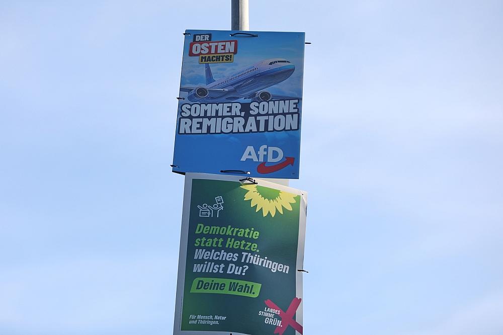 Wahlplakate von AfD und Grünen zur Landtagswahl in Thüringen (Archiv)