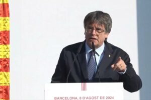 Carles Puigdemont am 08.08.2024 auf von ihm veröffentlichten Live-Stream in Bacelona