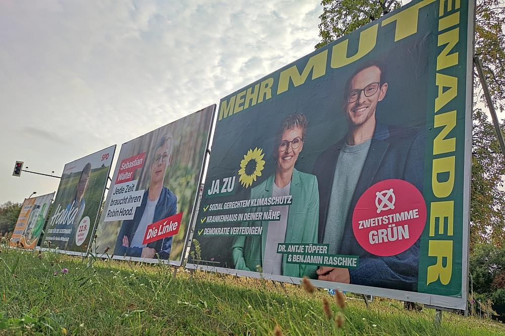 Wahlplakate zur Landtagswahl in Brandenburg am 18.08.2024