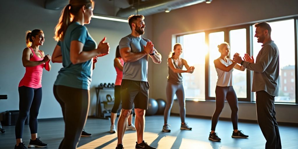 Anfänger trainieren im modernen Fitnessstudio