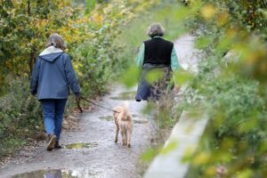 Zwei Frauen gehen mit einem Hund Gassi (Archiv)