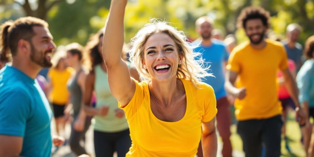 Aktive Menschen beim Sport im Freien.