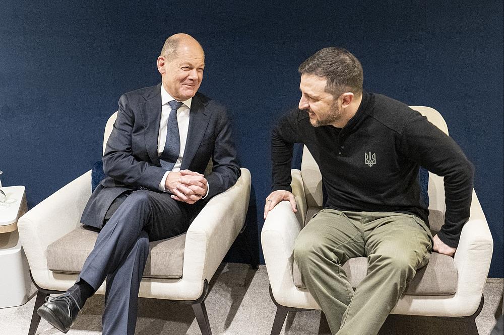 Olaf Scholz und Wolodymyr Selenskyj in Davos am 21.01.2025