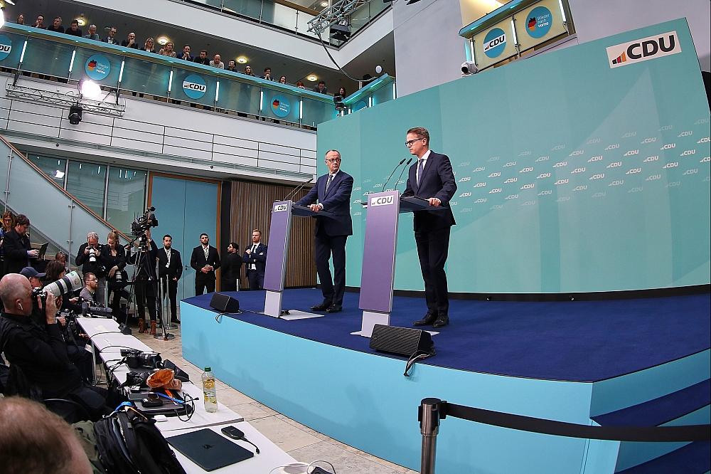 Friedrich Merz und Carsten Linnemann am 24.02.2025
