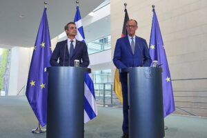 Kyriakos Mitsotakis und Friedrich Merz am 13.05.2025