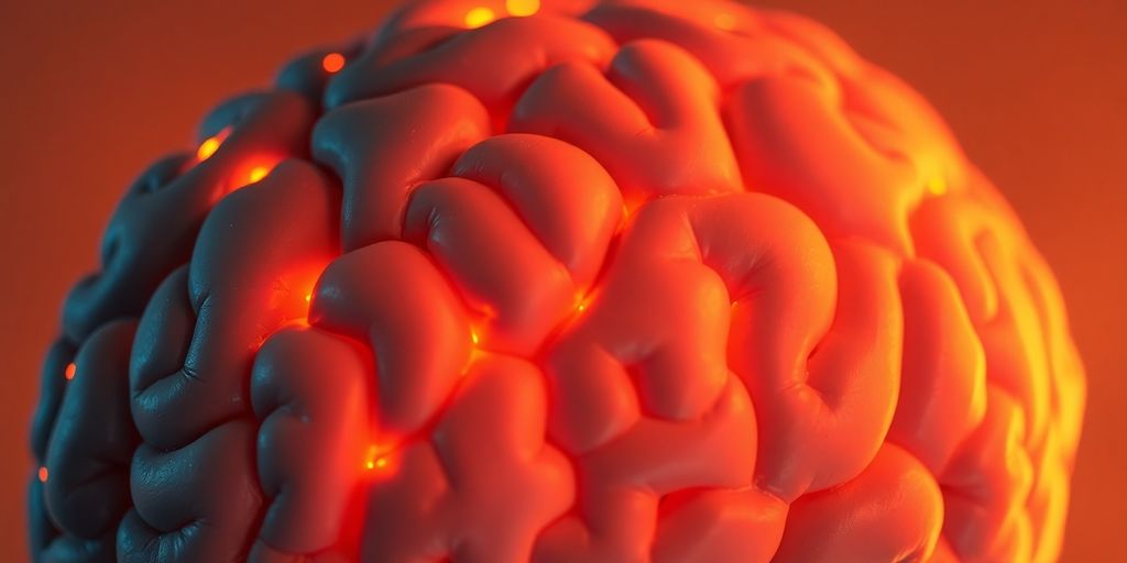Nahaufnahme eines menschlichen Gehirns mit neuronalen Verbindungen.
