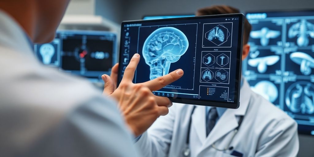 Medizinischer Fachmann analysiert digitale Bildgebung.