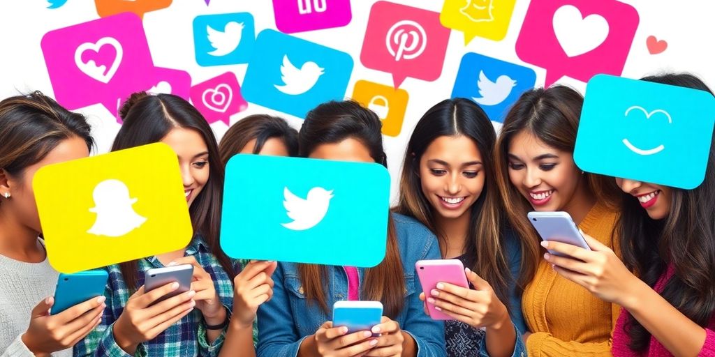 Junge Influencer interagieren mit Smartphones und sozialen Medien.