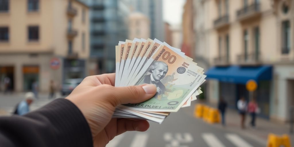 Nahaufnahme von Bargeld in einer Hand.