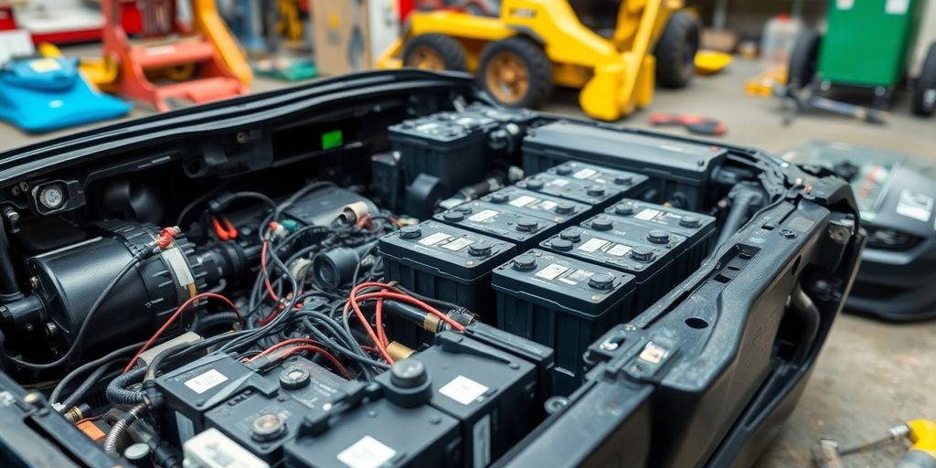 Elektroauto beim Recyclingprozess.