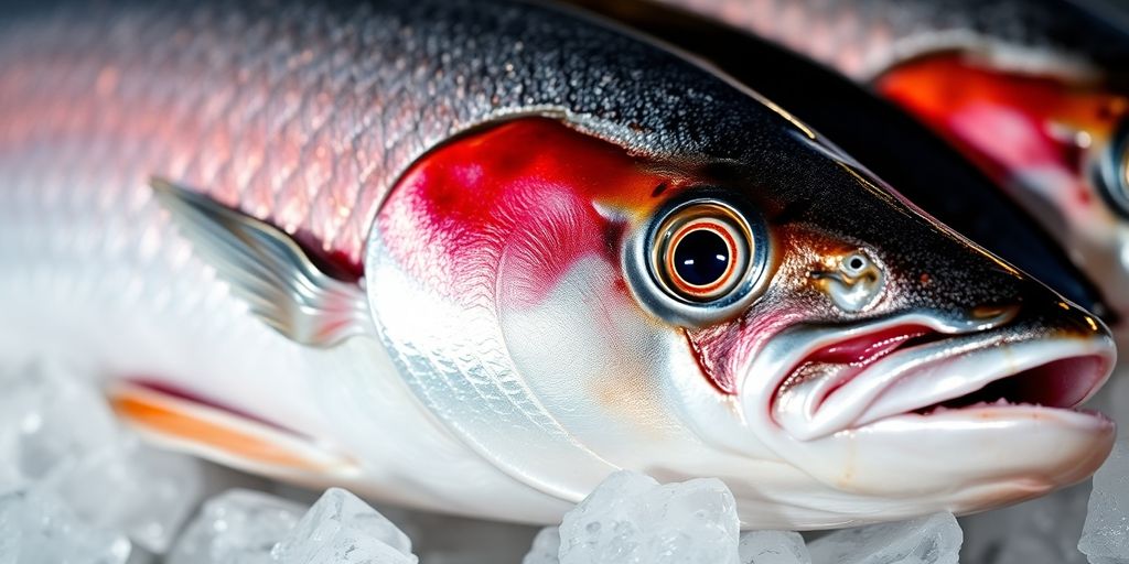 Frischer Fisch auf Eis, ideal für gesunde Ernährung.
