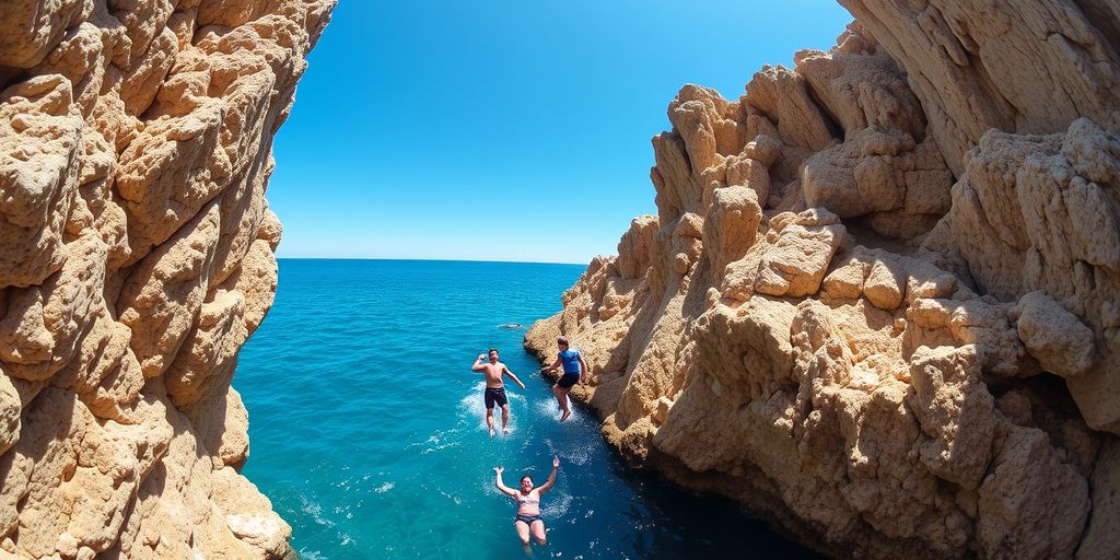Gruppe beim Coasteering auf Mallorca