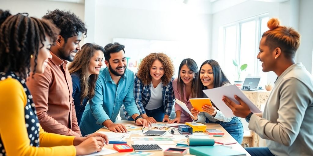 Gruppe von Unternehmern bei der Ideenfindung.