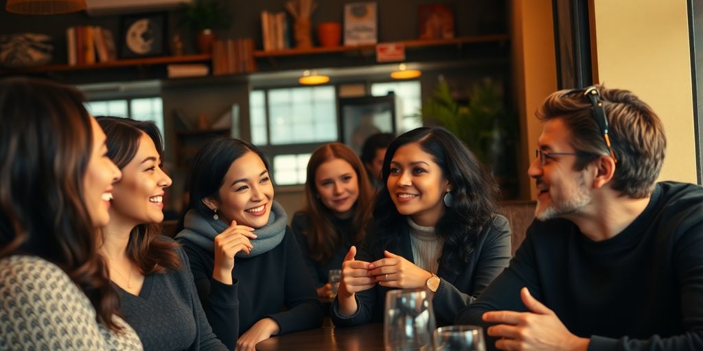 Diskussion über die Ehe in einem Café