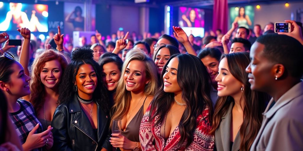 Einflussnehmer interagieren mit Fans bei einem Event.
