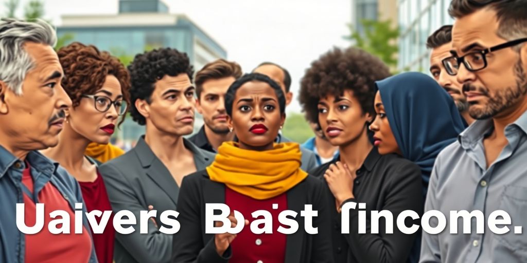 Diskussion über bedingungsloses Grundeinkommen in urbaner Umgebung.