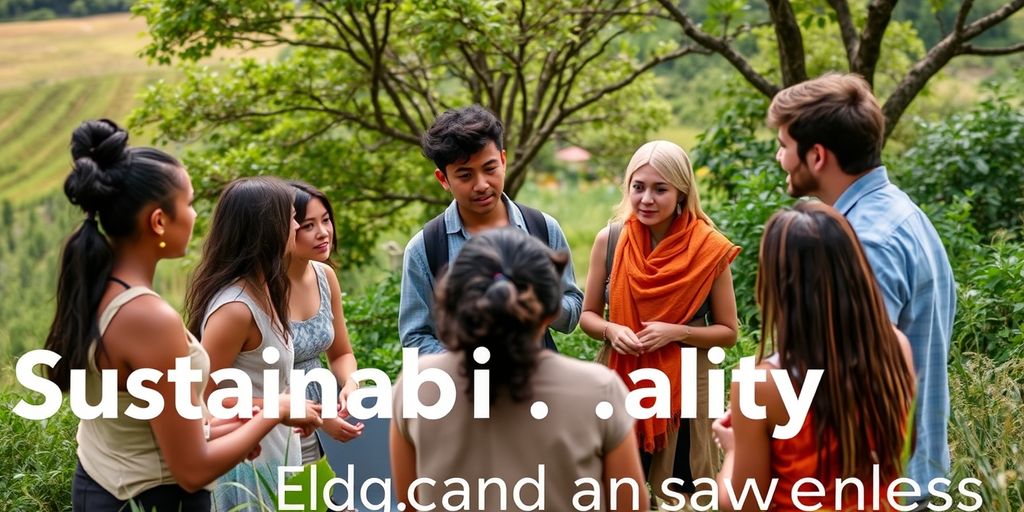 Menschen diskutieren über Nachhaltigkeit in der Natur.
