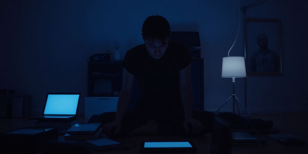 Einsamkeit inmitten digitaler Geräte und Technologie.