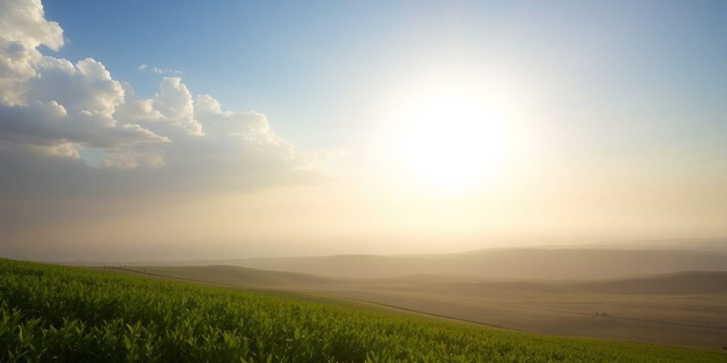 Helle Landschaft mit horizon und Wolken.