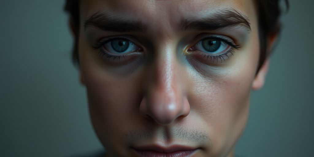 Gesicht einer Person, ausdruckslos und benommen.