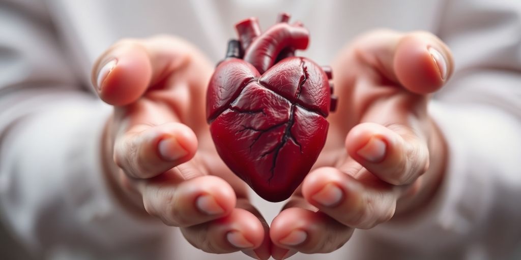 Hände halten ein Herz, symbolisieren Organspende.