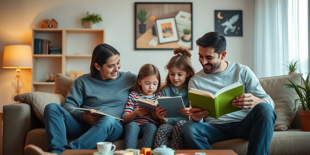 Familie spielt Brettspiele im Wohnzimmer