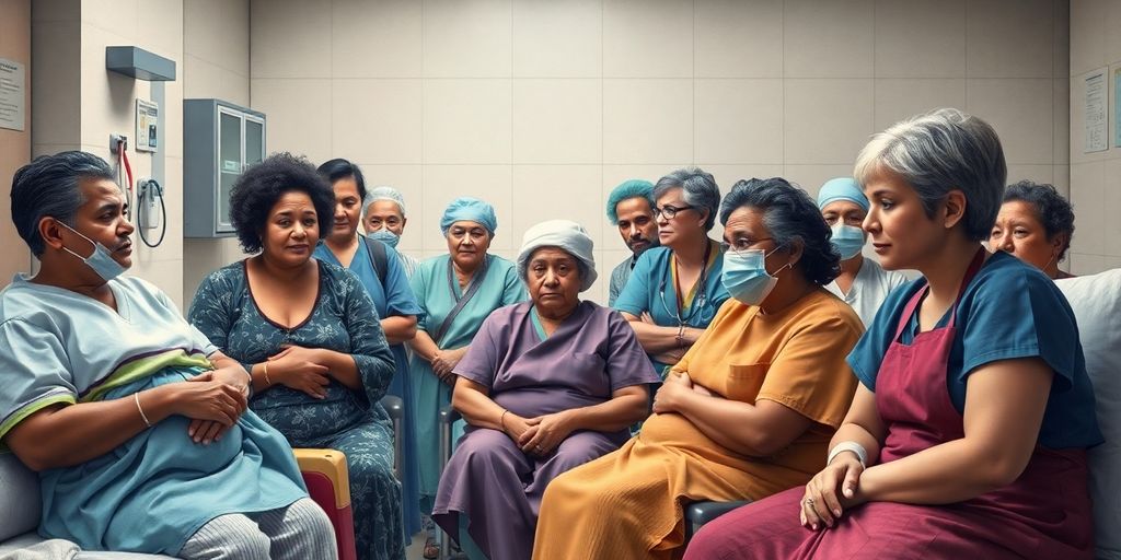 Patienten in einem Krankenhaus mit verschiedenen Krankheiten.