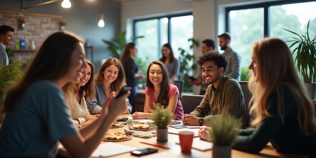 Ein kreatives Team von Influencern in einem modernen Büro.