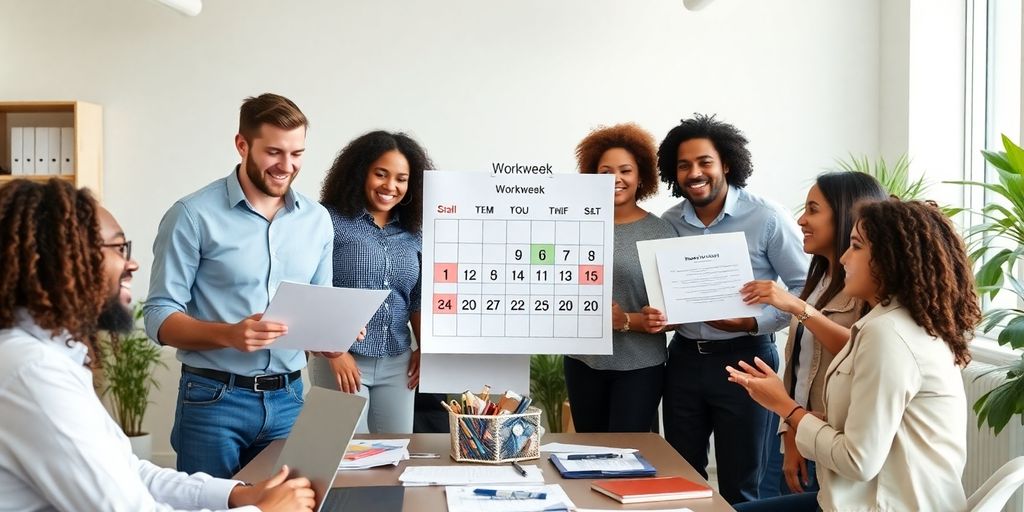 Verschiedene Fachleute arbeiten zusammen in einem modernen Büro.