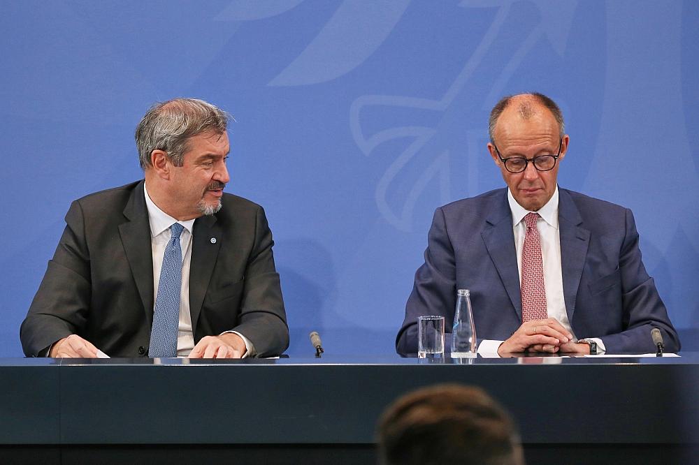 Söder stärkt Merz im Rentenstreit den Rücken Markus Söder und Friedrich Merz (Archiv)