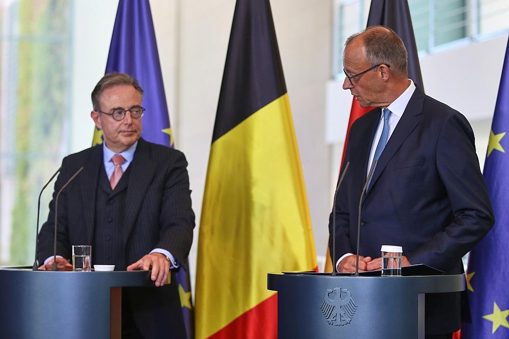Merz ändert Reisepläne – Dinner in Belgien statt Oslo-Besuch Bart De Wever und Friedrich Merz (Archiv)