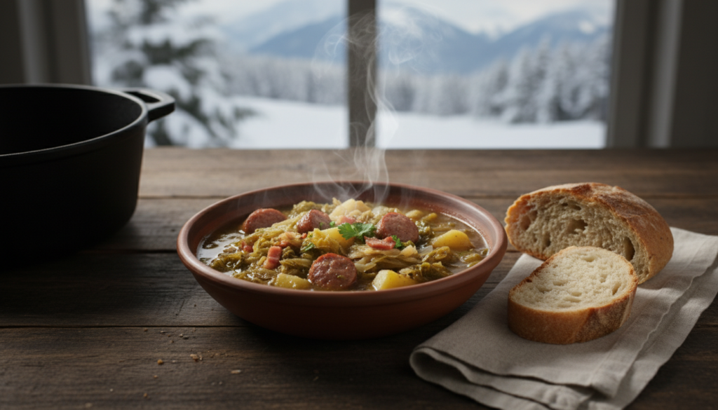 Deftiger Wirsingeintopf mit süddeutschen Kartoffeln für kalte Januartage